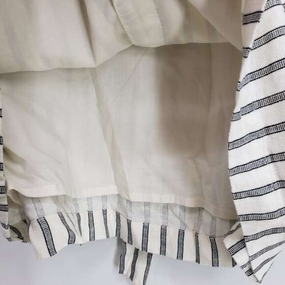 a new day Striped Button Front Sun Dress XL Linen Blend Mini Cream Black - Picture 9 of 11